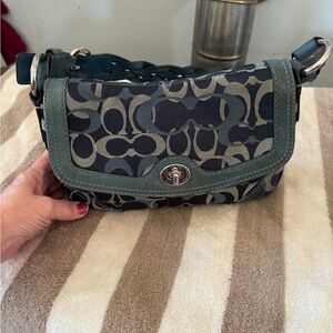 Coach Navy and Gray Signature Crossbody Bag
